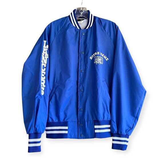 Vintage 80s Notre Dame Lancers Jacket Medium Blue Nylon Soft Shell Deadstock USA - Picture 6 of 9